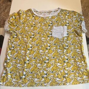 Retro Skater Y2K Banana Print 100% Cotton Top Size Med